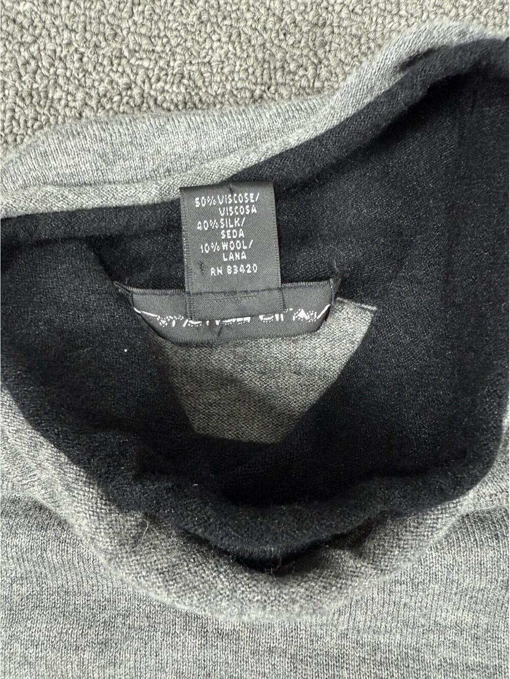 August Silk Women's L Gray & Black Turtleneck Sweater Silk Blend Quiet Luxury - Picture 4 of 9